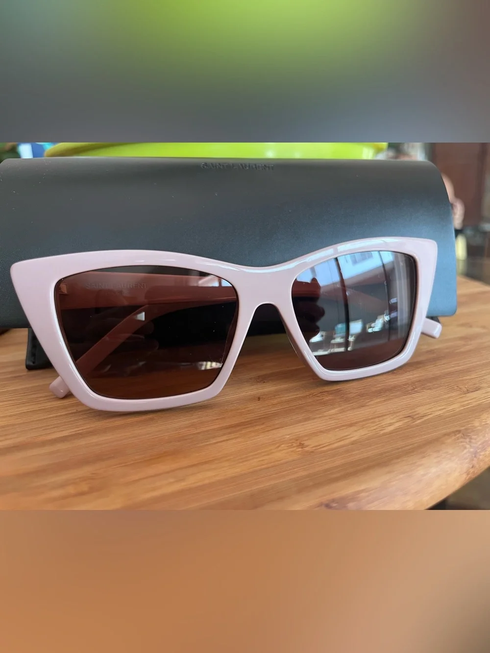 Saint Laurent Pink Rectangle Sunglasses